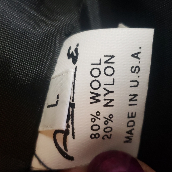 A Gold E BERT black wool nylon lined pea coat made in USA size L - Picture 7 of 8